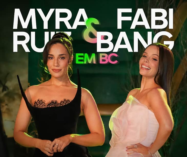 Fabi Bang e Myra Ruiz, estrelas do musical Wicked, na divulgação do Illuminare 2026 em Balneário Camboriú.