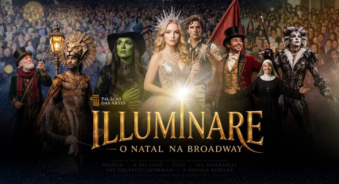 Divulgação do Illuminare 2026 – O Natal na Broadway, espetáculo da Filarmônica do Palácio das Artes.